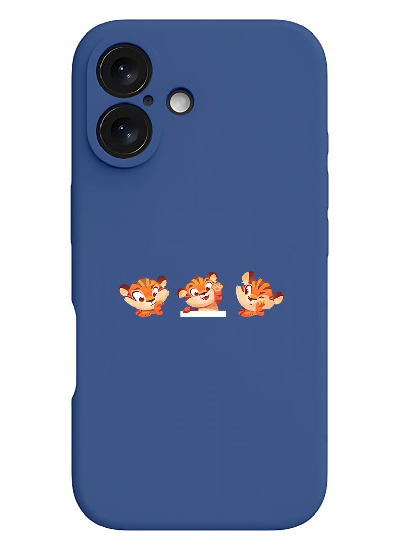 Theodor Protective Slim Fit Case Liquid Silicone Cover with Full Body Protection Anti-Scratch Shockproof Case For Apple iPhone 17 (Blue) Cute tiger expressions - Image 1