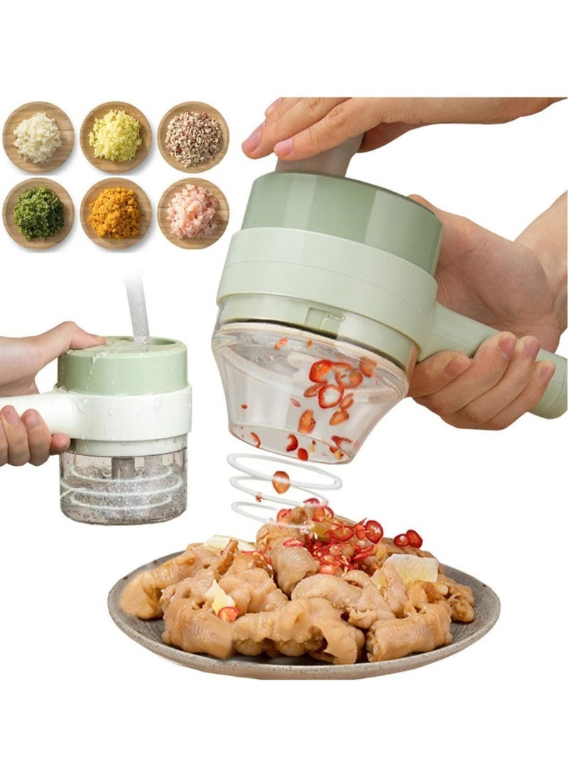 ELTRAZONE Mini Electric Garlic Chopper, 4 In 1 Handheld Electric Vegetable Cutter Set, with Brush, for Garlic Pepper Chili Onion Celery Ginger Meat - Image 1