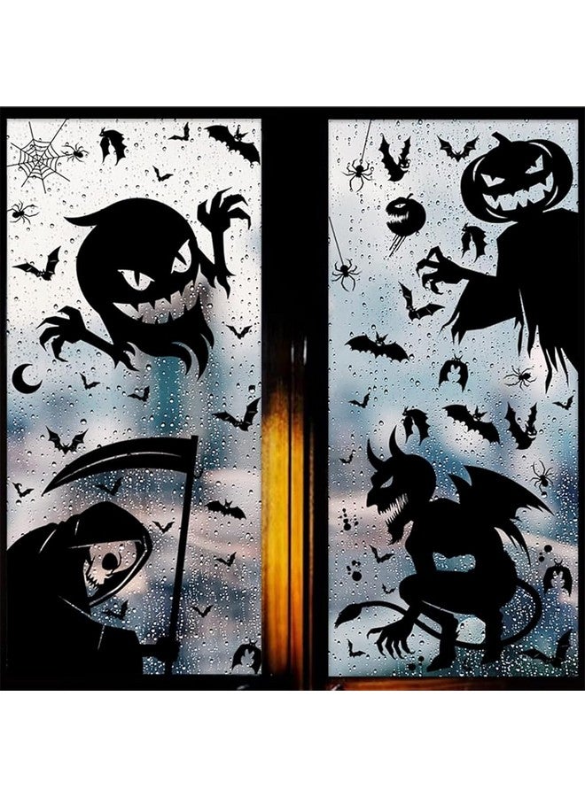 HASTHIP® 4 Sheets Halloween Decorations Window Sticker Silhouette Large Spooky Ghost Devil Halloween Window Clings For Glass Windows Door Wall Halloween Window Decor Party Supplies - Image 1