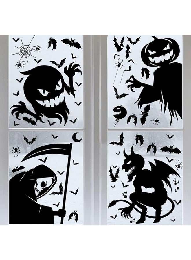 HASTHIP® 4 Sheets Halloween Decorations Window Sticker Silhouette Large Spooky Ghost Devil Halloween Window Clings For Glass Windows Door Wall Halloween Window Decor Party Supplies - Image 5