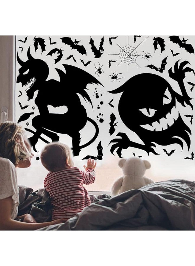 HASTHIP® 4 Sheets Halloween Decorations Window Sticker Silhouette Large Spooky Ghost Devil Halloween Window Clings For Glass Windows Door Wall Halloween Window Decor Party Supplies - Image 4