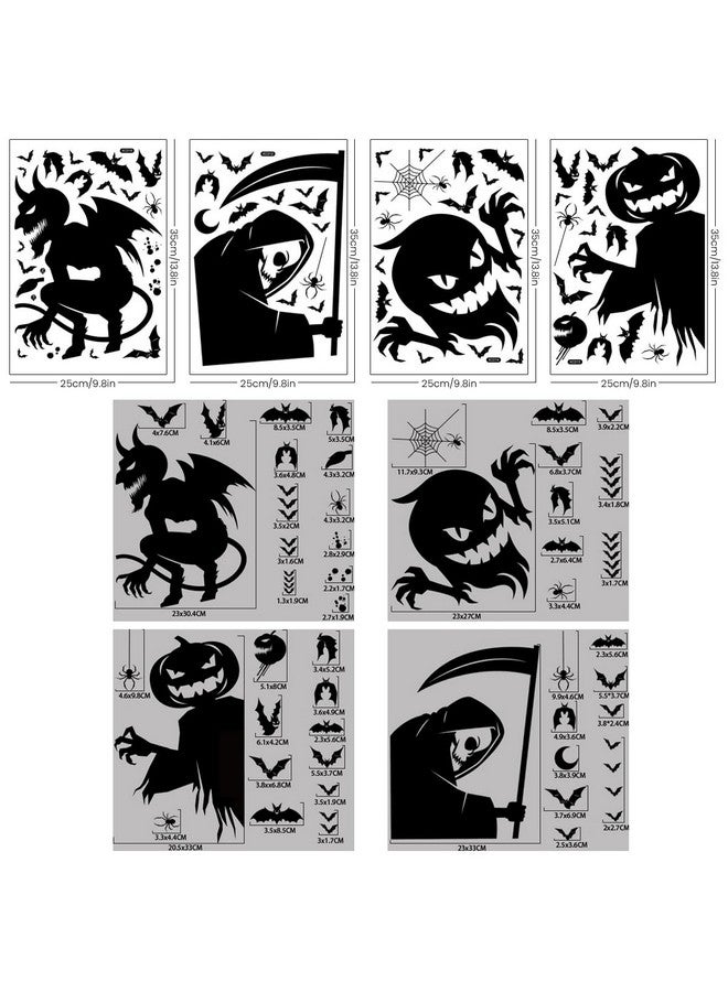 HASTHIP® 4 Sheets Halloween Decorations Window Sticker Silhouette Large Spooky Ghost Devil Halloween Window Clings For Glass Windows Door Wall Halloween Window Decor Party Supplies - Image 2