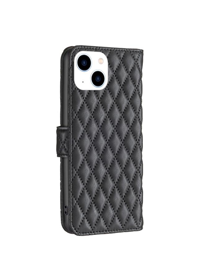 S-TOP Case For iPhone 15 Diamond Lattice Wallet Flip Leather Phone Case - Image 3