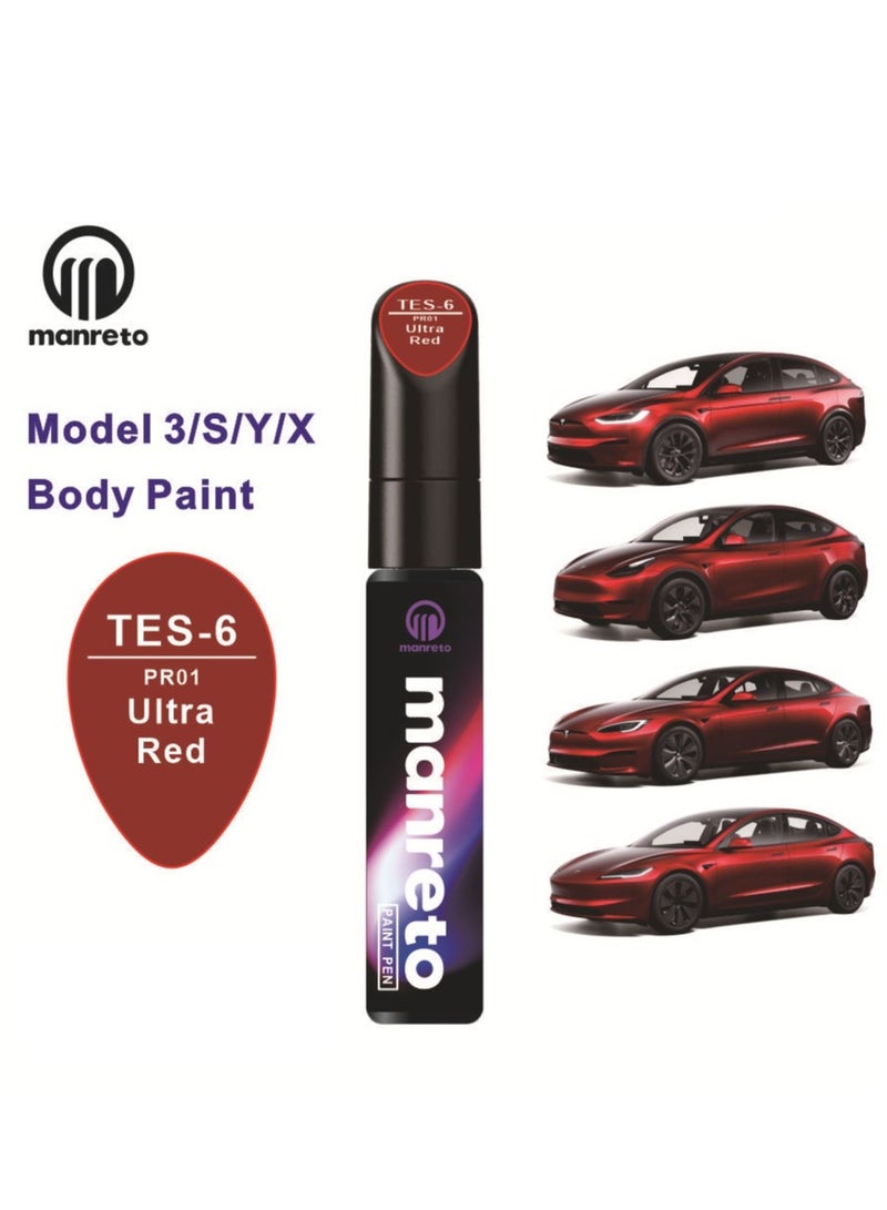 Manreto Car Touch Up Paint for Tesla Model Y/3/S/X, 2 in 1 DIY Car Paint Scratch Repair Kit, Scratch Remover Pen for Tesla - Image 1
