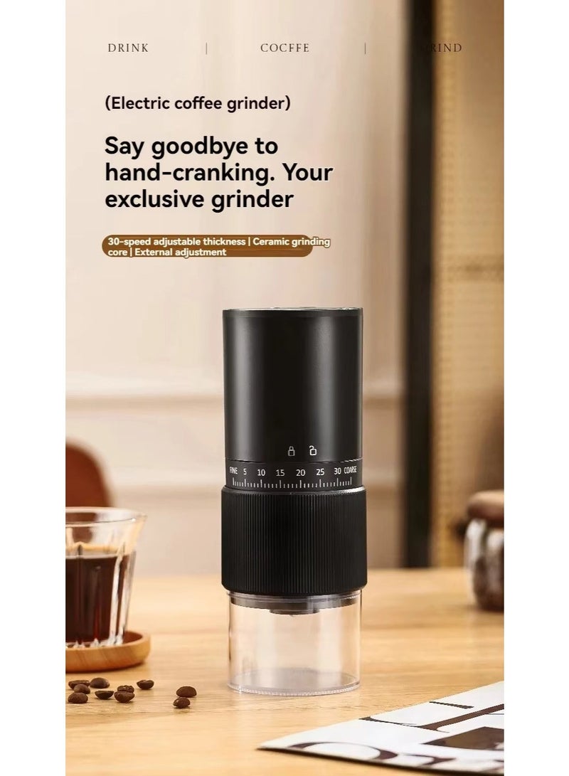 دينكس مطحنة قهوة كهربائية صغيرة محمولة، مطحنة مخروطية الشكل لاسلكية للمكسرات والحبوب والقهوة، اعدادات طحن متعددة مناسبة لماكينة تحضير القهوة الفرنسية والتوابل والاعشاب والمكسرات والحبوب، شحن USB (اسود) - Image 5