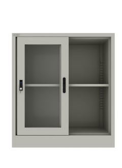 RIGID Steel Low Height Sliding Glass Door Cupboard Grey 90x90x40cm  - Image 4