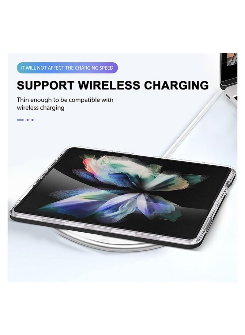CATANES Samsung Galaxy Z Fold 4 Case Clear Hybrid Shockproof Soft TPU Cover with Anti-Drop Hard PC Bumper Black  - Image 5