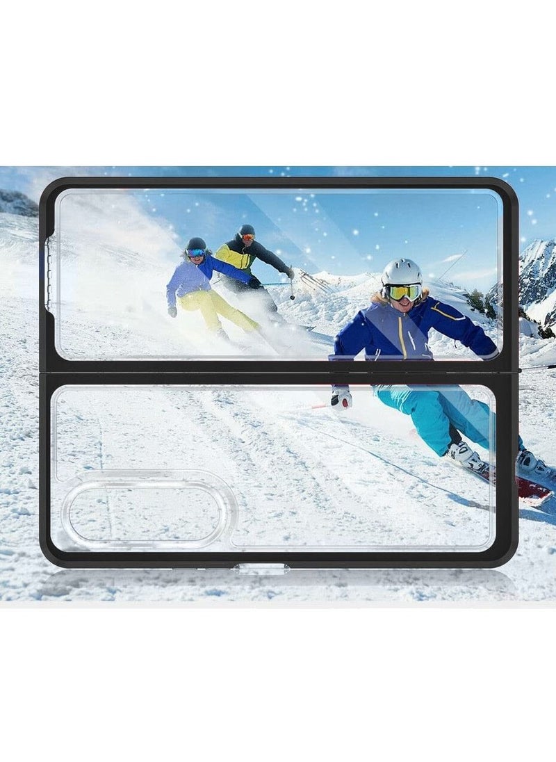CATANES Samsung Galaxy Z Fold 4 Case Clear Hybrid Shockproof Soft TPU Cover with Anti-Drop Hard PC Bumper Black  - Image 4