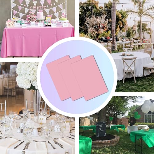 Childom 3 Pack Plastic Tablecloths for Rectangle Tables 54" x 108" Pink Disposable Table Cloths for 6 to 8 Foot Tables Indoor or Outdoor Parties Birthday Wedding Christmas Anniversary Buffet Table - Image 3