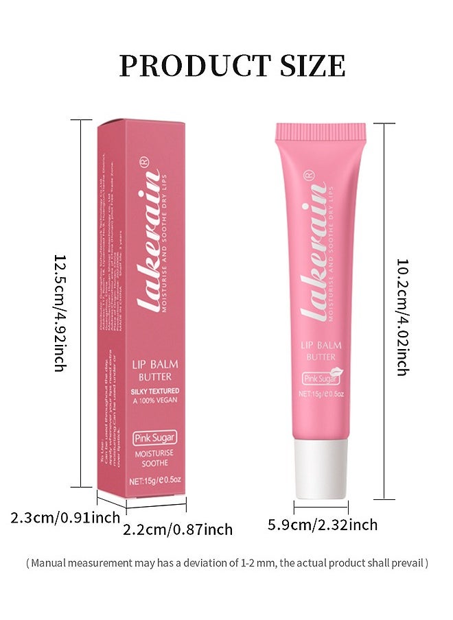 lakerain - Lip Balm Butter, Hydrating And Moisturizing Lip Care For Cracked Lips, Natural Plumping Lip Moisturizer That Smooths, Soothes And Protects, Vegan (Pink Sugar) - Image 1