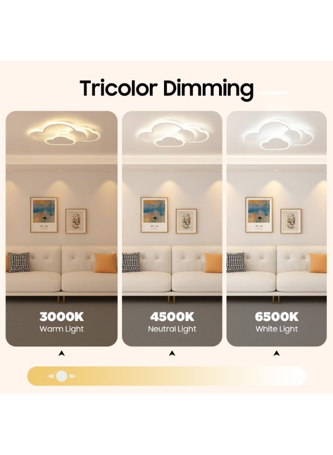 WALALLA 3 Color Dimmable LED Ceiling Light,42cm Modern Cloud Flush Mount Acrylic Ceiling Lamp, Ceiling Lighting Fixture for for Bedroom, Kitchen, Bathroom, Hallway, Stairwell - Image 5