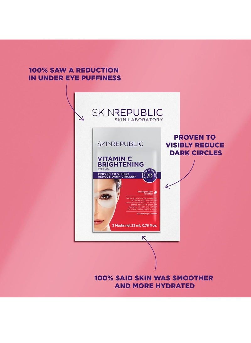 سكين ريبابلك قناع تفتيح العيون (30 زوجًا) - مصل ثلاثي المفعول مع فيتامين سي وحبوب القهوة والشاي الأخضر، يقلل الهالات السوداء والانتفاخات والتعب، مرطب ومنعم ومختبر من قبل أطباء الجلدية - Image 3