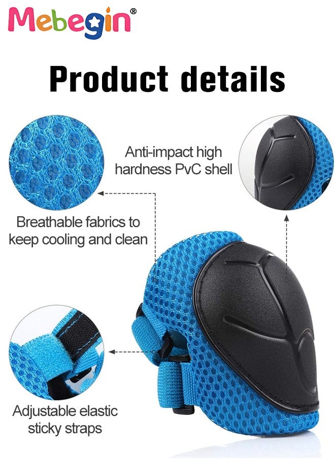 MEBEGIN - 7 Pcs Multi-Sport Protective Gear Set with Adjustable Helmet Knee and Elbow Pads Wrist Guards fit for Multi Sports Scooter, Skateboarding, Biking, Roller Skating Blue - Image 1