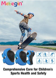 MEBEGIN 7 Pcs Multi-Sport Protective Gear Set with Adjustable Helmet Knee and Elbow Pads Wrist Guards fit for Multi Sports Scooter, Skateboarding, Biking, Roller Skating Blue  - Image 2