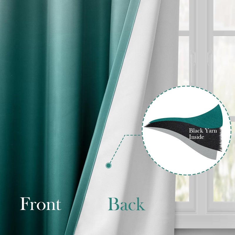 HOMEIDEAS Teal Ombre Blackout Curtains 52 X 84 Inch Length Gradient Room Darkening Thermal Insulated Energy Saving Grommet 2 Panels Window Drapes for Living Room/Bedroom - Image 4