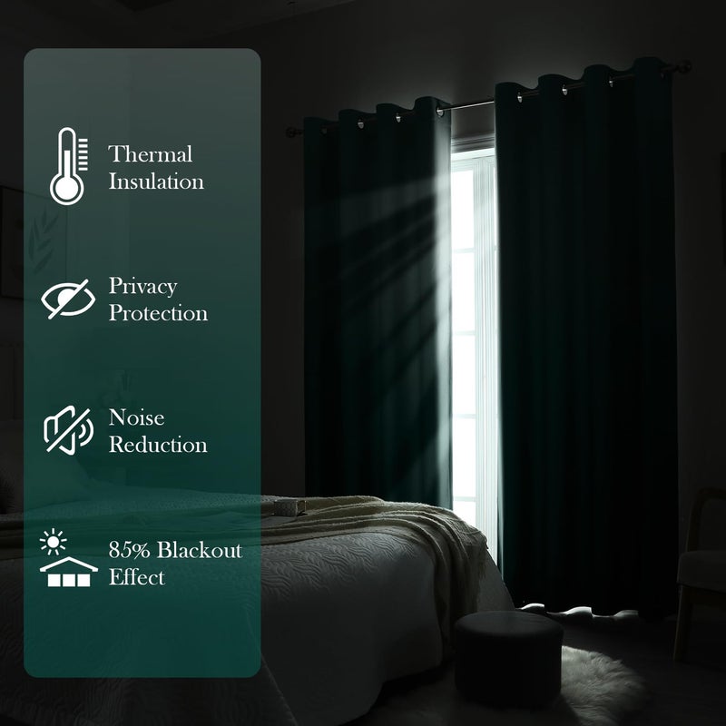 HOMEIDEAS Teal Ombre Blackout Curtains 52 X 84 Inch Length Gradient Room Darkening Thermal Insulated Energy Saving Grommet 2 Panels Window Drapes for Living Room/Bedroom - Image 3