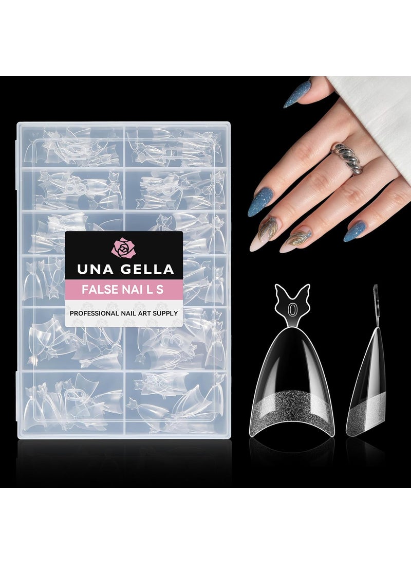 UNA GELLA UNA GELLA Almond Shape Nail Tips Half Cover 216pcs Medium Almond Gel x Nail Tips Prebuff Matte Soft Gel Almond Acrylic Press On Nails Easier Gel Nail Extentions Art Salon 12 Sizes 