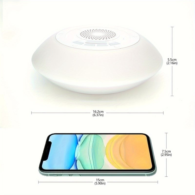White Floating Pool Speaker With Colorful Lights 8 Modes HD Stereo Sound Built In Mic Hands Free For Shower Home Outdoor - Image 3