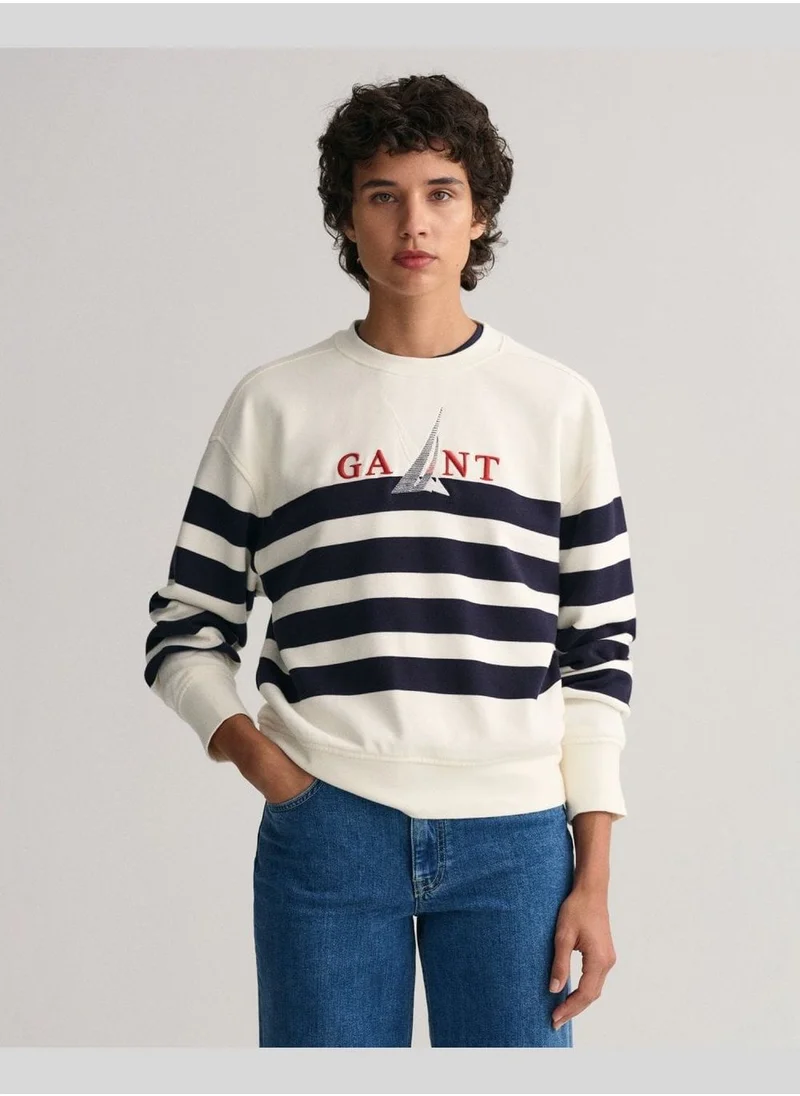 GANT Gant Sail Graphic Striped Crew Neck Sweatshirt