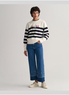 GANT Gant Sail Graphic Striped Crew Neck Sweatshirt  - Image 4