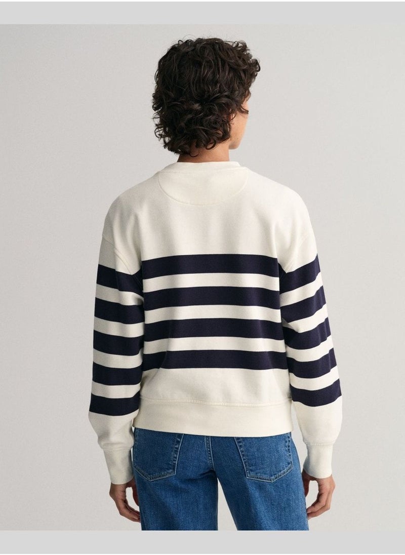 GANT Gant Sail Graphic Striped Crew Neck Sweatshirt  - Image 2