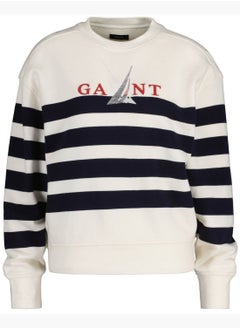 GANT Gant Sail Graphic Striped Crew Neck Sweatshirt  - Image 5