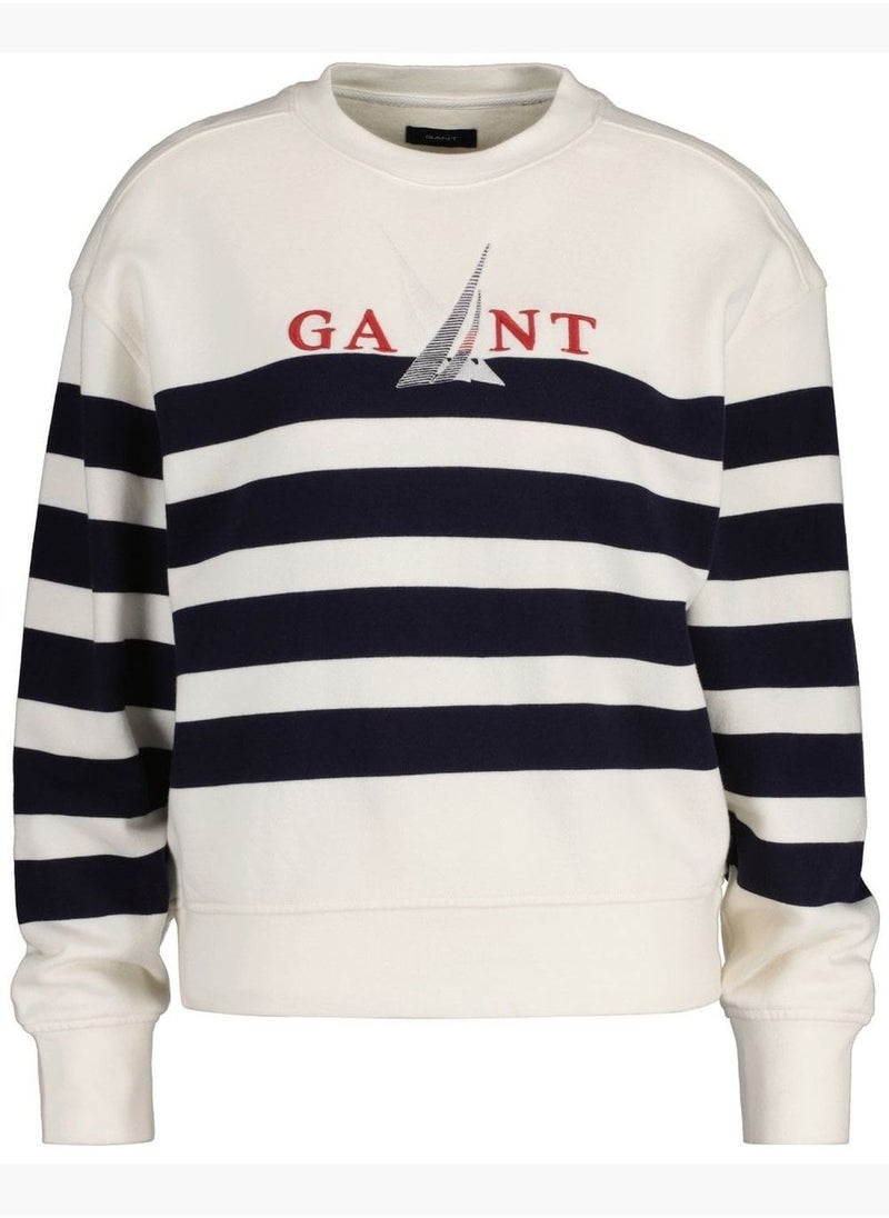 GANT Gant Sail Graphic Striped Crew Neck Sweatshirt  - Image 5