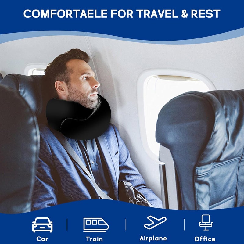 Badink YIJISKY Travel Pillow Neck Travel Pillow Memory Foam Neck Travel Pillow for Airplane Sleeping Neck SupportA Versatile and Exquisite Neck PillowBlack - Image 5