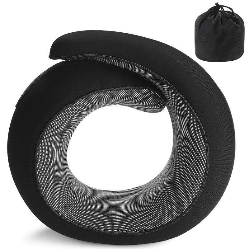 Badink YIJISKY Travel Pillow Neck Travel Pillow Memory Foam Neck Travel Pillow for Airplane Sleeping Neck SupportA Versatile and Exquisite Neck PillowBlack - Image 1