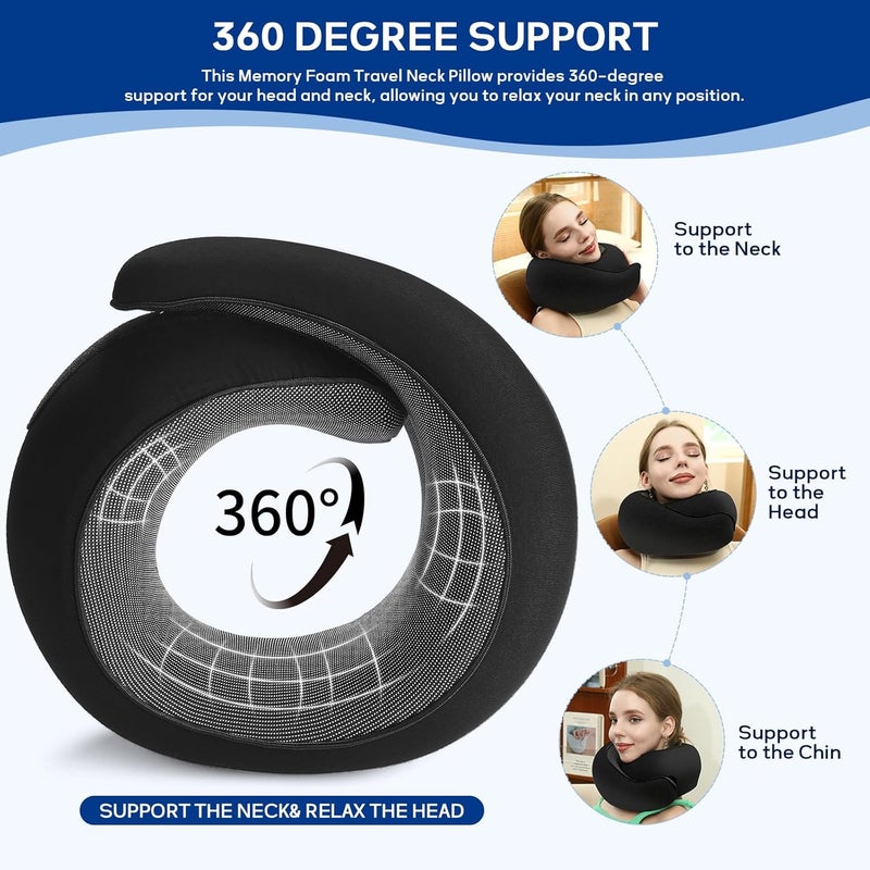 Badink YIJISKY Travel Pillow Neck Travel Pillow Memory Foam Neck Travel Pillow for Airplane Sleeping Neck SupportA Versatile and Exquisite Neck PillowBlack - Image 2