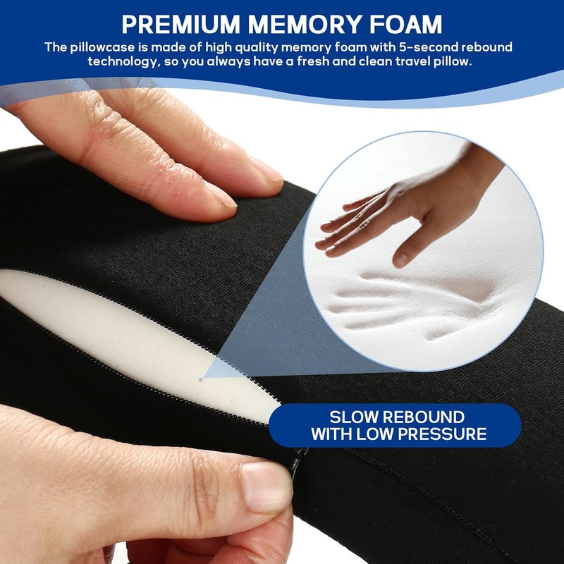 Badink YIJISKY Travel Pillow Neck Travel Pillow Memory Foam Neck Travel Pillow for Airplane Sleeping Neck SupportA Versatile and Exquisite Neck PillowBlack - Image 3