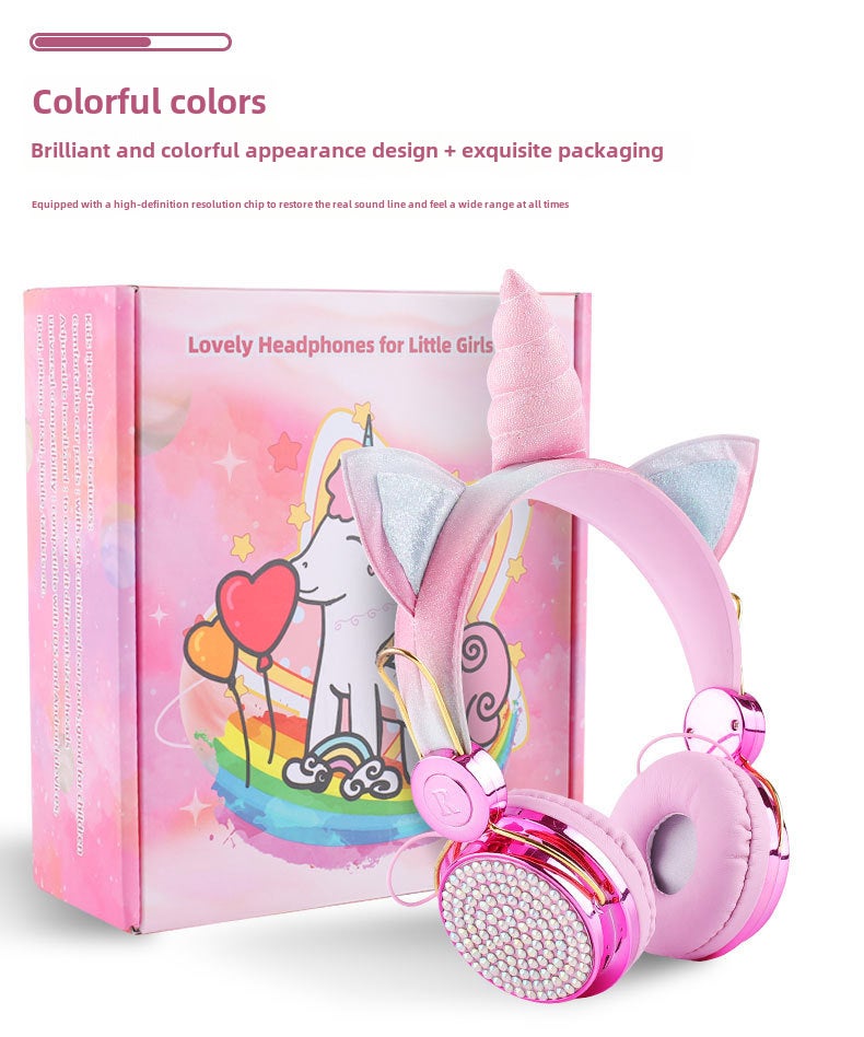 Unicorn Cartoon Headphone Wired Children’s Earphones for Phone and Computer