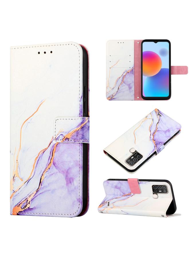 Case For ZTE Blade A52 PT003 Marble Pattern Flip Leather Phone Case