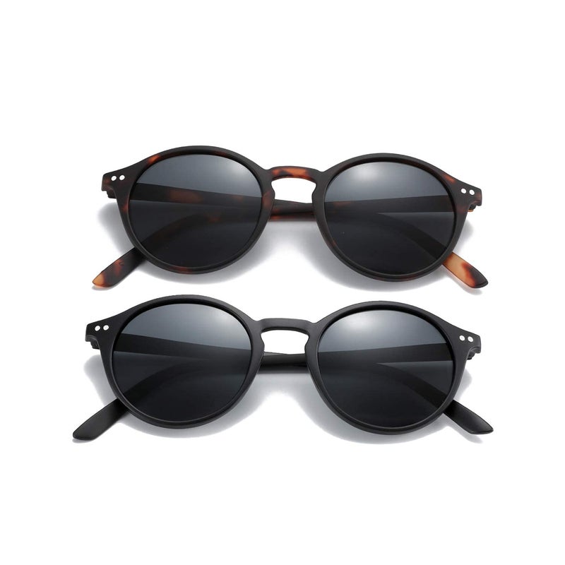 ZENOTTIC Polarized Sunglasses for Women Men: Retro Shades Round | Square Frame UV Protection 2 Pack - Image 4