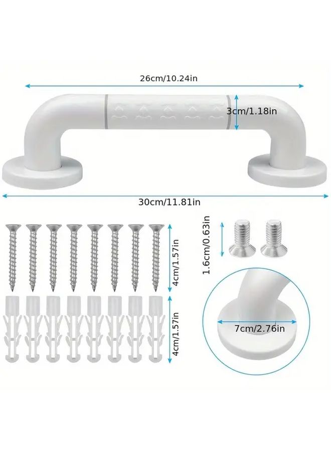 One Piece Safety Anti Fall Handrail 11 81 Inch White Nylon Non Slip Shower Bathroom Grab Bar - Image 3