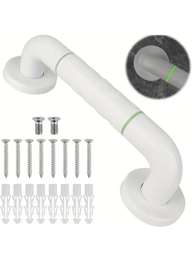 One Piece Safety Anti Fall Handrail 11 81 Inch White Nylon Non Slip Shower Bathroom Grab Bar - Image 1