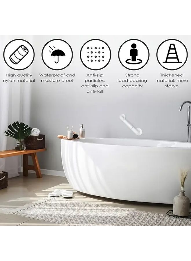 One Piece Safety Anti Fall Handrail 11 81 Inch White Nylon Non Slip Shower Bathroom Grab Bar - Image 5