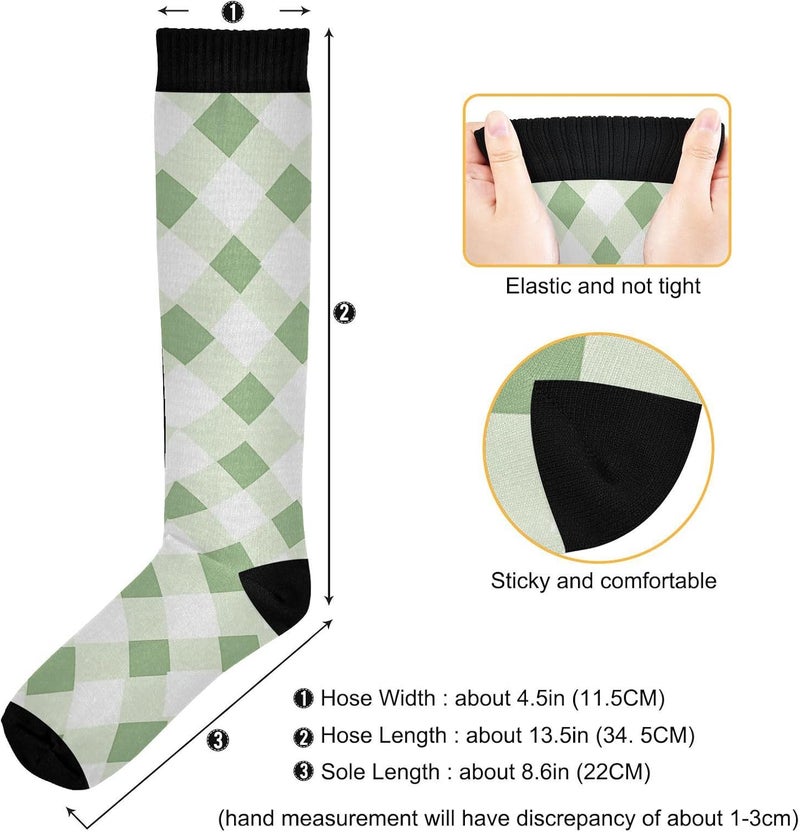 Checked Neutral White Men'S Compression Socks Knee High Socks for Nurses Sports - Image 4
