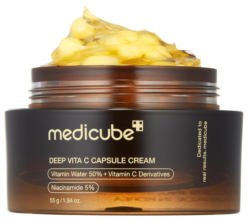medicube Deep Vitamin C Golden Capsule Face Moisturizer - Liposome Capsules For Wrinkles, Skin Radiance - Transparent Gel for Glow Hydration - Korean Skin Care 1.94 oz - Image 1