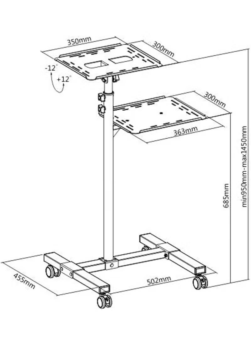 Skill Tech Adjustable Projector and Laptop Floor Stand Trolley - Image 2