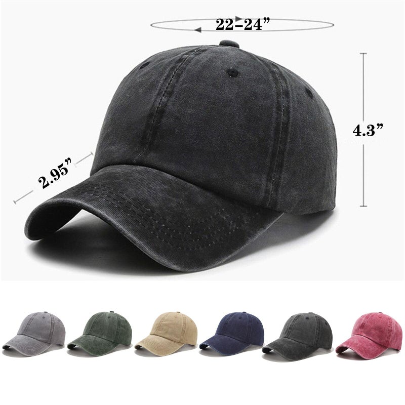 Tergy 6 Pieces Vintage Washed Plain Baseball Cap Distressed Dad Golf Hat for Men Women (Multicolors) - Image 2