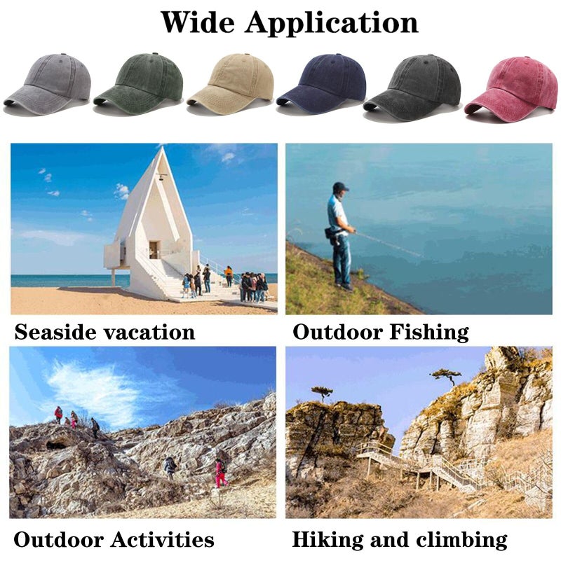 Tergy 6 Pieces Vintage Washed Plain Baseball Cap Distressed Dad Golf Hat for Men Women (Multicolors) - Image 4