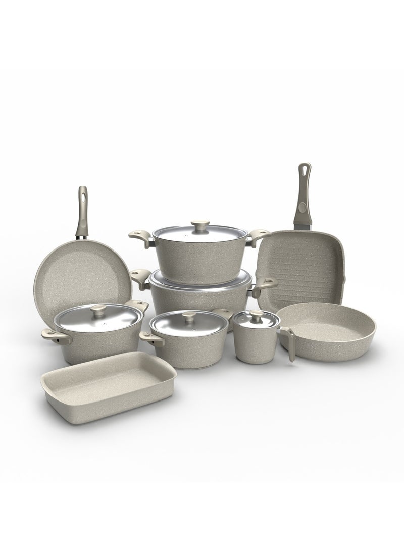 توب شيف مجموعة من 14  قطع طقم أواني طهي من الجرانيت