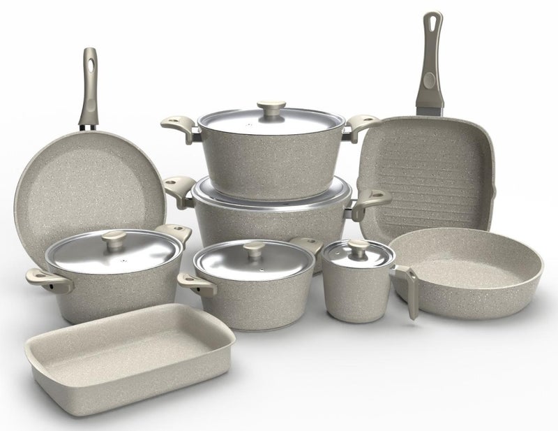 توب شيف مجموعة من 14  قطع طقم أواني طهي من الجرانيت