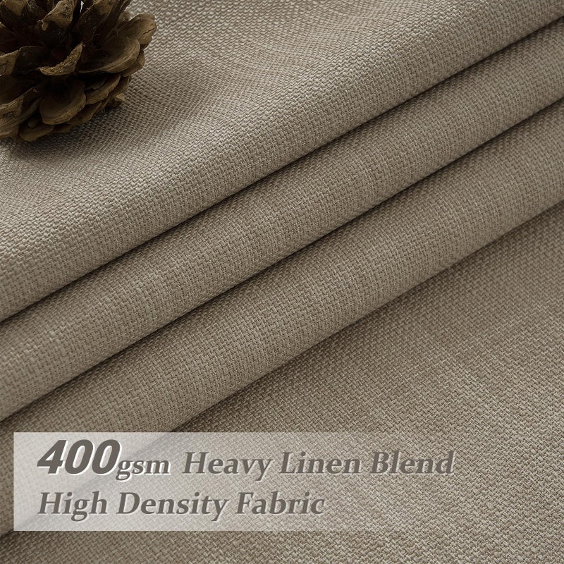 PleatedDrapes Pinch Pleated Drapes Linen Room Darkening Curtains 96 Inches Long for Bedroom, Taupe Black Out Floor to Ceiling Sound Dampening Double Layer Living Room Viral Windows Burg 2 Panels Set Burlywood Birch - Image 2