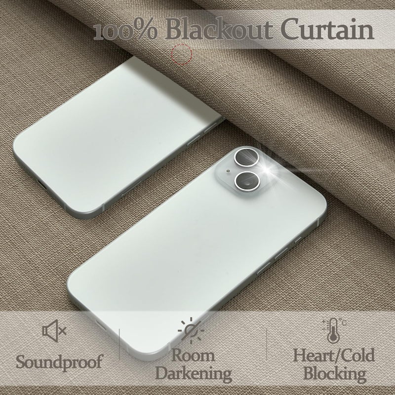 PleatedDrapes Pinch Pleated Drapes Linen Room Darkening Curtains 96 Inches Long for Bedroom, Taupe Black Out Floor to Ceiling Sound Dampening Double Layer Living Room Viral Windows Burg 2 Panels Set Burlywood Birch - Image 5