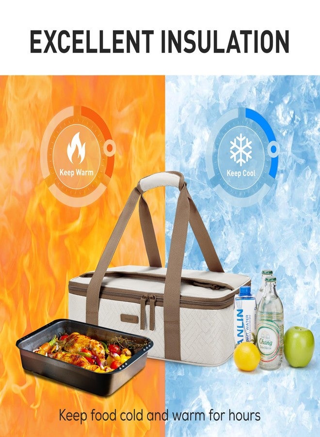 TOURIT Insulated Casserole Carrier for Hot or Cold Food Expandable Thermal Food Carrier for Pinic Cookouts Potluck Parties Fits 9” x 13” Baking Dish - Image 3