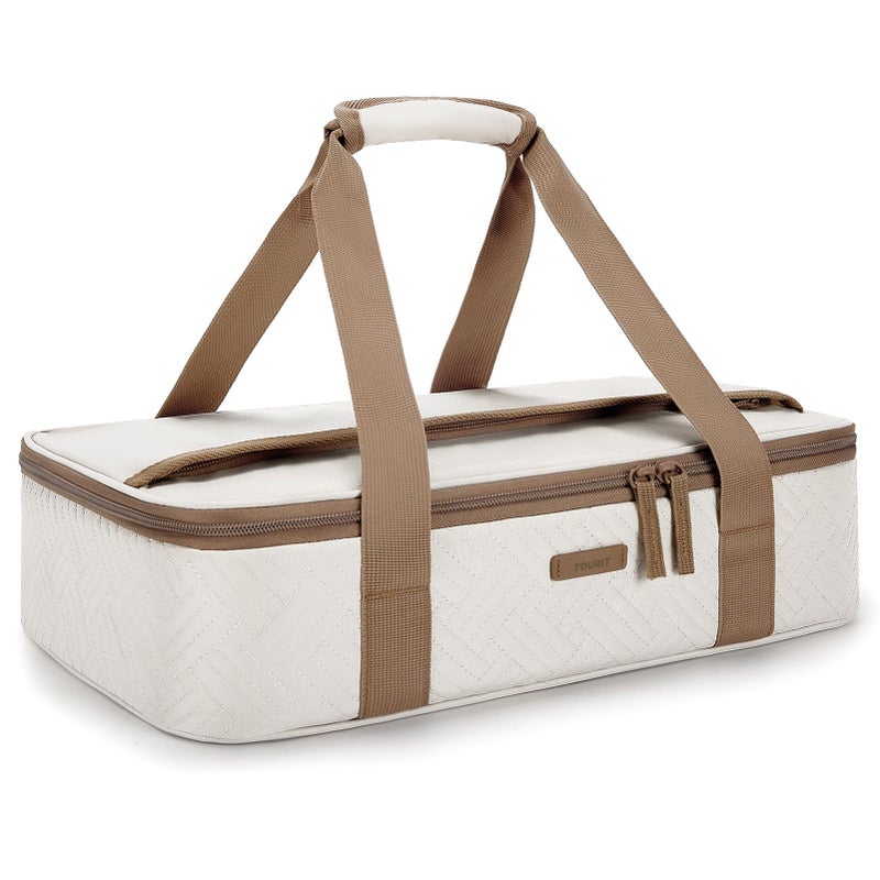 TOURIT Insulated Casserole Carrier for Hot or Cold Food Expandable Thermal Food Carrier for Pinic Cookouts Potluck Parties Fits 9” x 13” Baking Dish - Image 1
