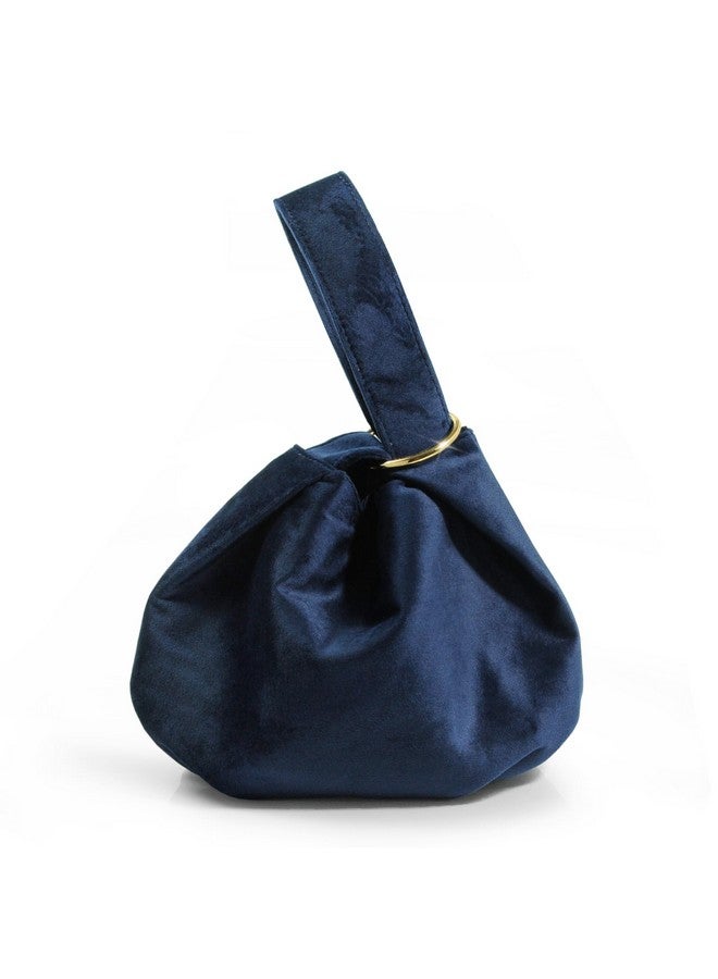 Hoxis Women Clutch Velvet Top Handle Bag Wristlet Small Tote Purse (Dark Blue) - Image 1
