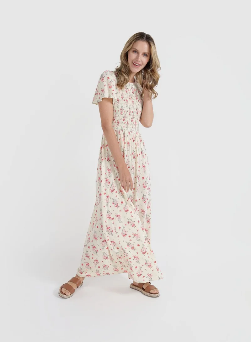 Aerie Floral Smocked Maxi Dress